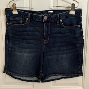 Jean shorts dark blue.  Size 12.  Machine wash inside out, hang to dry.